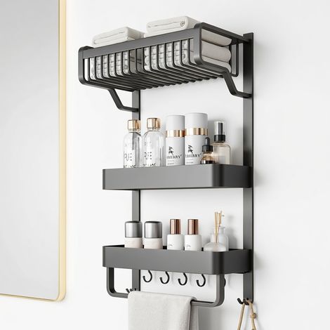 Mensola a parete per bagno grigia 37 cm (1/5)