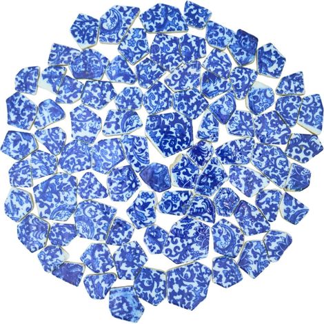 Carreaux de mosaïque en porcelaine irrégulière bleu et blanc, 0,5 kg, DIY fait main, salle de bain, salon, dosseret de cuisine, extérieur (06, Medium) (1/5)