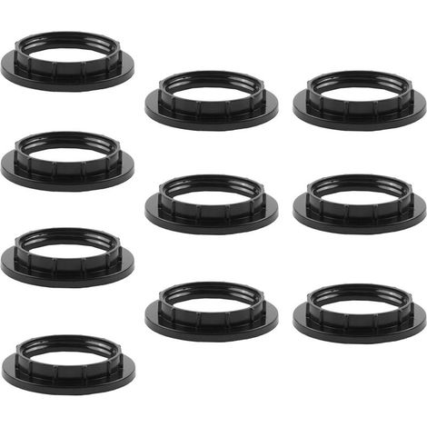Lot de 10 anneaux réducteurs d'abat-jour en plastique pour supports d'ampoule E27, bague adaptateur de verrouillage tournant pour conversions de luminaires, convertisseur d'abat-jour noir pour douille (1/5)