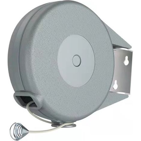 Étendoir à linge extensible - Fil à linge - 15 mètres - Enrouleur automatique - Usage intérieur et extérieur - Gris - 18 x 15 x 5 cm - ABS/PVC Gris (1/5)