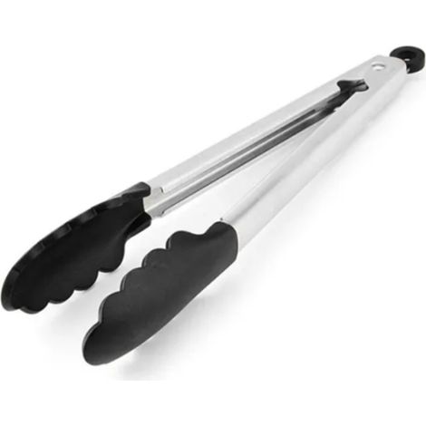 23 cm lange Küchenzange aus Edelstahl mit Silikongriff und Aufhängeloch, ideal zum Kochen zu Hause. (1/5)