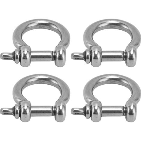 Lot de 4 manilles en acier inoxydable 304, goupilles à vis, anneaux en D, ancres en forme d'arc, pinces de charge de rechange M5 (1/5)