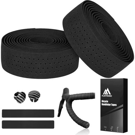Set of 2 Bicycle Handlebar Tapes - Anti-slip and shock-absorbing - 210 x 3 cm, Black (1/5)