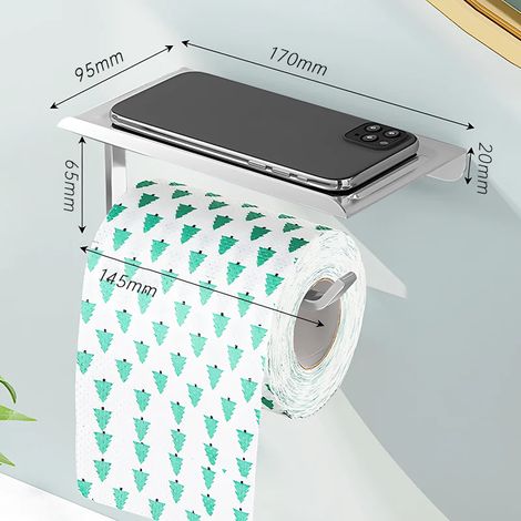 (Style A argenté) Porte-papier toilette mural en alliage d'aluminium avec support pour téléphone et accessoires de salle de bain (1/5)
