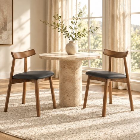 2er-Set Esszimmerstühle aus Holz mit gepolstertem Sitz und ergonomischer Rückenlehne (1/5)