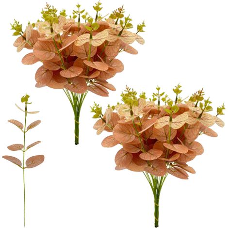 Árbol de dinero artificial, hojas de eucalipto simuladas, ramas pegadas A09642, 40 piezas, decoración de flores verdes (1/5)