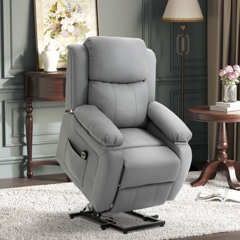 Sillón Relax Levanta Personas Sillón Elevador con Control Remoto Reclinación Eléctrica 160° Reposapiés 76x90x105 cm Gris (1/5)