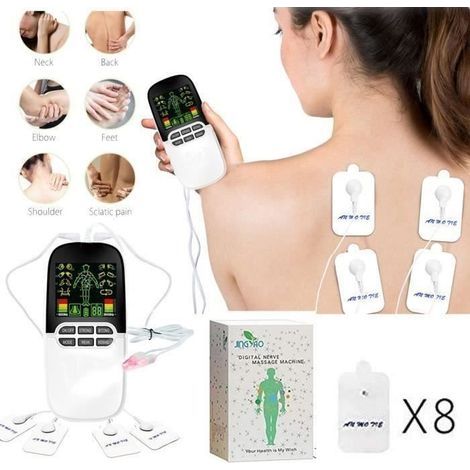 Massaggiatore a elettrodi SMT TENS per alleviare il dolore, per mal di schiena, sciatica e dolori muscolari, con 8 elettrodi. (1/4)