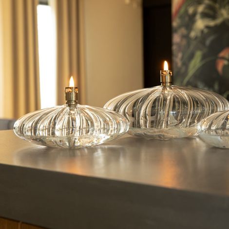 Lampe à huile galet strié - taille M- Peri Glass