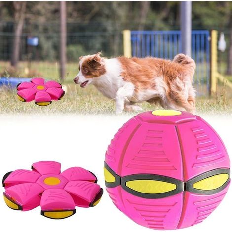 Fliegende Untertasse für Hunde, Zauber-Frisbeeball, Verformungsball, Hundefrisbee, Haustierspielzeug, Fliegende Untertasse, Rosa (1/4)