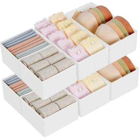 Schubladeneinsätze Stoff Organizer Kleiderschrank Hosen 8 Stück Weiß (1/5)