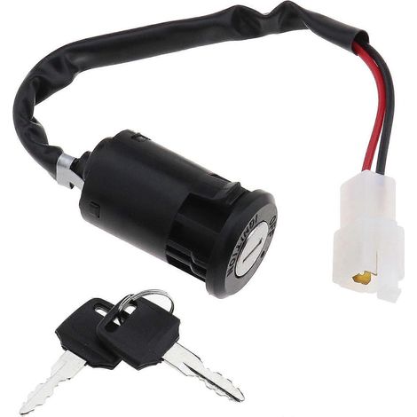 Contacteur d'allumage 12 V, interrupteur à cylindre d'allumage 2 fils marche/arrêt avec 2 clés pour voiture et moto (1/5)