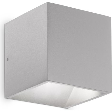 RUBIK APPLIQUE DA ESTERNO 3000K 660LM 8,5W GRIGIO 10X10CM IP65 BIEMISSIONE