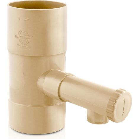Fitt – Collecteur récupérateur d'eau de pluie Ø80 – Installation par découpe – Raccord d'arrosage rapide – PVC sable pour cuve de stockage