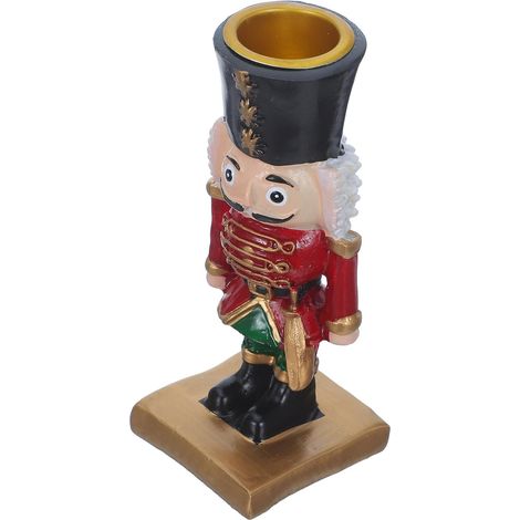 Bougeoir Décoratif en Résine Forme Soldat Casse-Noisette, Léger et Vintage, Porte-Bougie pour Bougies de 22mm, Décoration Festive pour Table de Noël (1/5)