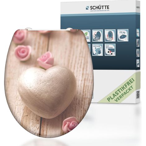 SCH�TTE WC-Sitz aus Duroplast mit Absenkautomatik und Schnellverschluss Toilettendeckel mit Motiv Klodeckel Herz Romantik 82370