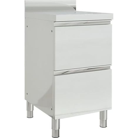 Armoire de cuisine avec portes coulissantes, Elément bas de cuisine, Armoire de plancher commerciale avec 2 tiroirs Acier inoxydable HYB86455 (1/5)