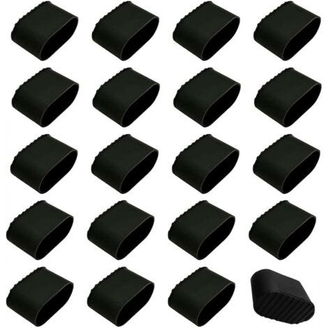 QORVA-Couvre-pieds de chaise en plastique 20 pièces Protections de pieds de chaise Housses de chaise antidérapantes Housses de chaise antibruit (noir)