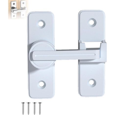 Verrou Serrure de Fermeture Porte Interieure Coulissante, 180° Loquet de Crochet a Porte Bascule, Verrou porte interieure,Blanc (1/5)