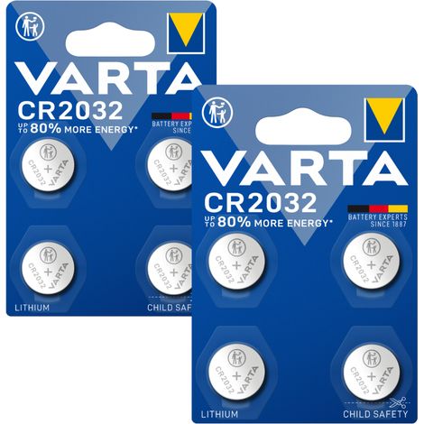 Pile bouton au lithium Varta CR 2032 pour télécommande de montre 3V (4 unités x2) (1/4)