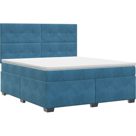 Maison Exclusive - Letto box spring con materasso Blu 140 x 200 cm Velluto (1/5)