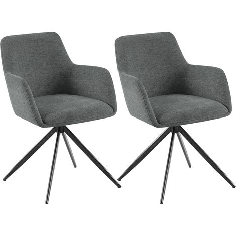 2er Set Esszimmerstuhl Olema Stoff grau (1/5)