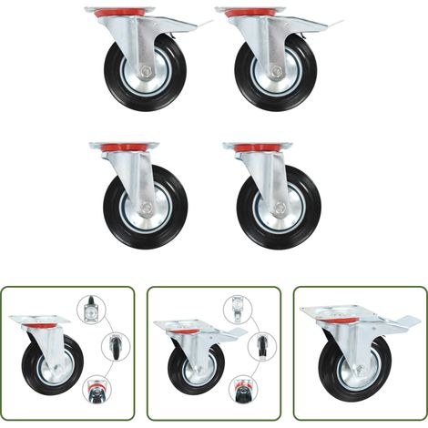 Roulettes en caoutchouc - Roulettes pivotantes 4 pcs 160 mm (1/5)