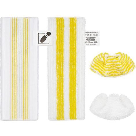 Lot de 4 chiffons en microfibre compatibles avec Kärcher  SC2, SC3, SC4, SC5 nettoyeur vapeur, Kit d'accessoires de nettoyeur vapeur lavable(2 lingettes+2 Bonnettes) (1/5)