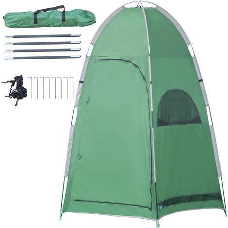 Tenda da Doccia con Ingresso a Cerniera, Tasca Portaoggetti e Borsa da Trasporto, 122x122x213 cm, Verde