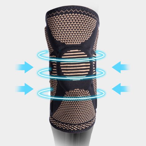 Genouillères élastiques et respirantes, à compression, antidérapantes, en nylon et silicone, avec ressort de soutien pour l'entraînement sportif et la course à pied. (1/5)