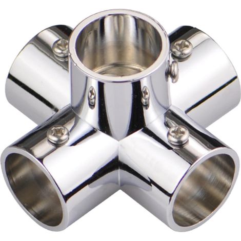 Connecteur en Acier Inoxydable, Raccord de Tube Rond Métal, Accessoires Raccordement Tube, Colliers Serrage, pour 25 mm Diamètre, Cadre Séchage, Maison, 4 Voies - 5 (1/5)