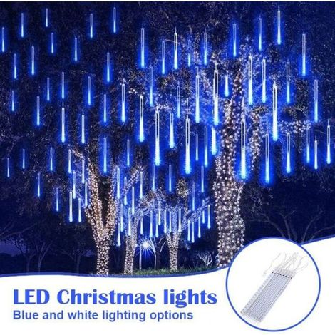 GUIRLANDE LUMINEUSE D\'EXTERIEUR Pluie Guirlandes Lumineuse Noël 8 Tubes 30CM Eclairage Météore Douche Lumière Etanche LED Pour