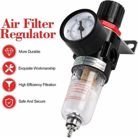 Régulateur de pression d'air AFR-2000, raccord 1/4 NPT, débit 500 L/min, pression maximale 10,3 BAR, pour systèmes pneumatiques (1/5)