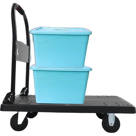Chariot Plat, Capacité de Charge 400kg, Taille de la Plateforme 5888cm, Hauteur Dépliée 84cm, Poids Brut 12kg, Roues TPR Silencieuses (1/5)