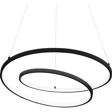 Ideal Lux OZ Dimmbare Swirl 60cm integrierte LED-Pendel-Deckenleuchte Schwarz, 3000K (1/2)