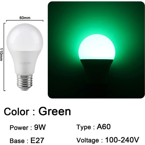 (A60 E27 Vert, lot de 4) Ampoules LED adaptées aux festivals, aux KTV, aux bars et aux vitrines de magasins. (1/3)