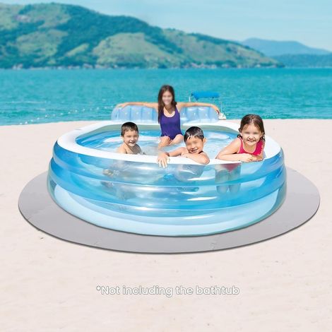 Whirlpool Tapis de sol rond 196 cm, tapis de sol pour jacuzzi extérieur, protège et isolé, tapis de piscine (6 mm, gris) (1/5)