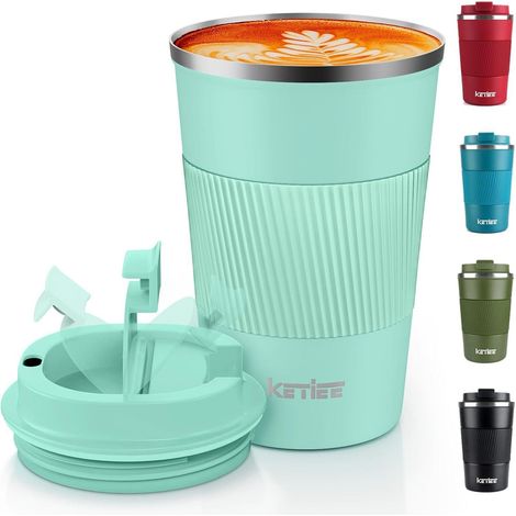 KETIEE Kaffeebecher to go Thermobecher aus Edelstahl 380ml Minzgrün (1/5)
