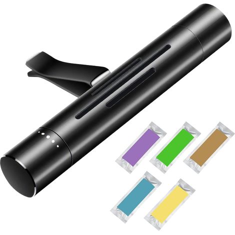 Car Air Freshener Solid Stick Air Freshener Car Fragrance Diffuser Clip Air Vent Diffuser with 5 Aromatherapy Stick Refills, Long Lasting Scent for Vehicle, Kitchen Cabinet (1/5)