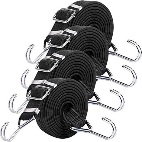 AIDUCHO 4 cuerdas elásticas con ganchos, tensores elásticos de 2 m con ganchos, para bicicletas, transporte de coches, herramientas para rally. (1/5)