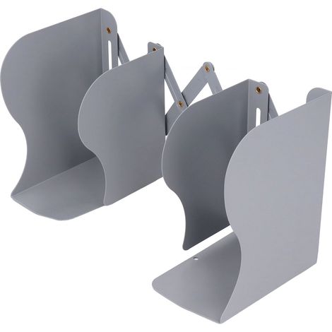 Serre-livres rétractable, rangement ordonné, structure métallique, pliable, gris, pour la maison, l'école ou le bureau. (1/5)