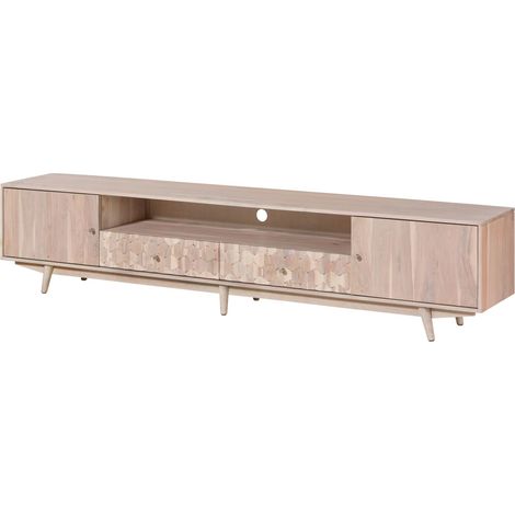 TV-Board Akazie 235x40x49 weiß lackiert MOSAYK 219