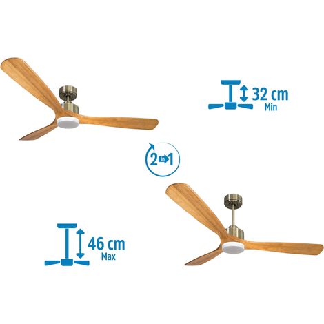 Modulo Slim de Klassfan - Ventilateur de plafond et destratificateur moteur DC chocolat et bois clair 30 à 60 m² (1/5)