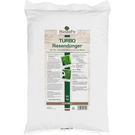 HaGaFe TURBO Rasendünger, 20% N Dünger, Volldünger, Spezialdünger mit Sofort und Langzeitwirkung, sattes Grün in einer Woche (1/3)