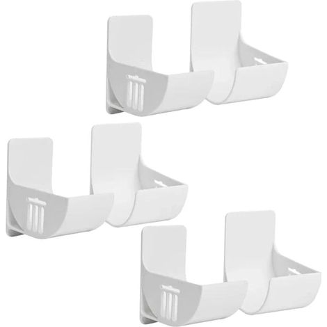 Lot de 6 Supports Sacs Poubelle Muraux - Plastique Blanc - Fixation Adhésive Sans Perçage - Rangement Flexible Sacs et Films - Cuisine Salle de Bain - 7x6,5x4 cm (1/5)