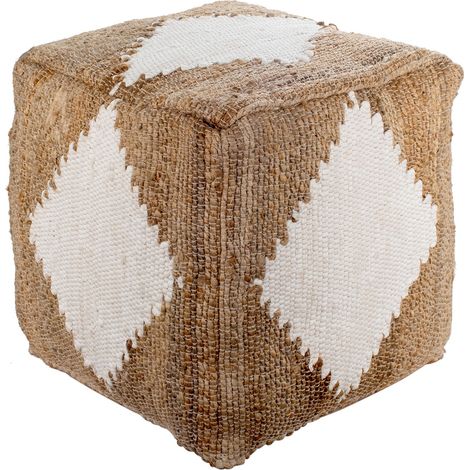 Pouf bohème en coton et jute 45x45 cm pour la décoration de la maison (1/3)