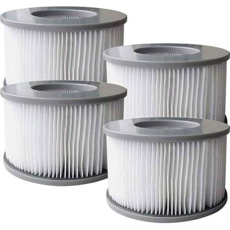 Juego de 4 filtros de papel de poliéster, Ø10,6 x 6,7 cm, para piscinas hinchables y jacuzzis. (1/4)