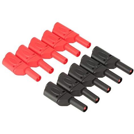 Paquete de 10 conectores banana apilables rojos/negros de 4 mm, totalmente aislados. (1/5)