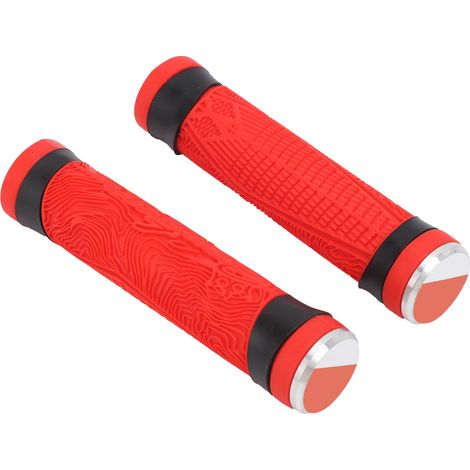 Poignées de guidon de vélo VTT en silicone antidérapantes avec embouts, accessoire de cyclisme antichoc (rouge) (1/5)