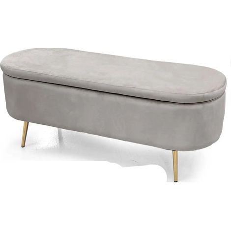 Panca contenitore in velluto grigio cm 122x41x47h